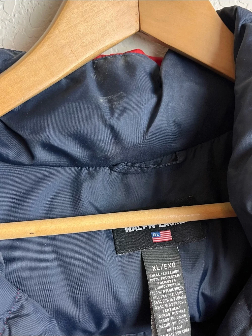 Vintage Polo Jeans Co Ralph Lauren Red Down Puffer Jacket Crop Y2K XL 90s Flag